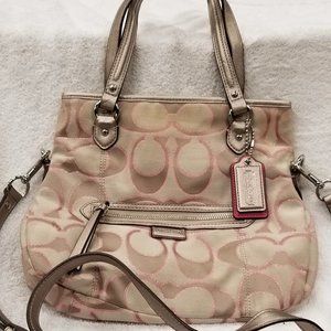 COACH TAN AND PINK HAND AND SHOULDER BAG